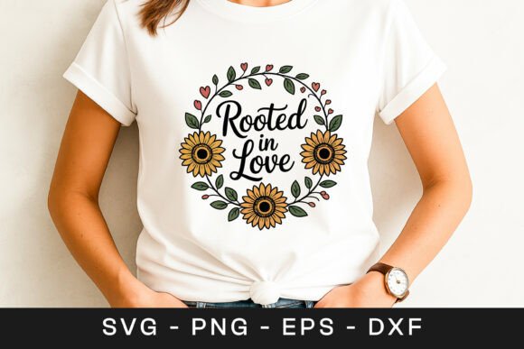 Rooted in Love Sunflower Quote SVG PNG